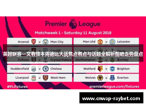 英超联赛一文看懂本周德比大战焦点看点与话题全解析前瞻走势盘点